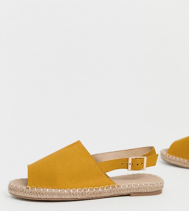 Truffle Collection Wide Fit Espadrille Slingback Sandals - Yellow
