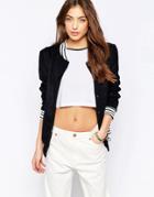 A Question Of Leopard Varisty Jacket - Black