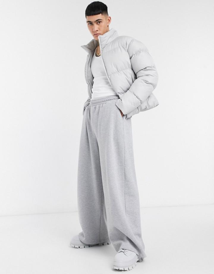 Asos Design Oversized Wide Leg Sweatpants In Gray Heather-grey