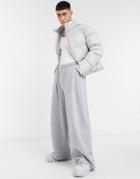 Asos Design Oversized Wide Leg Sweatpants In Gray Heather-grey