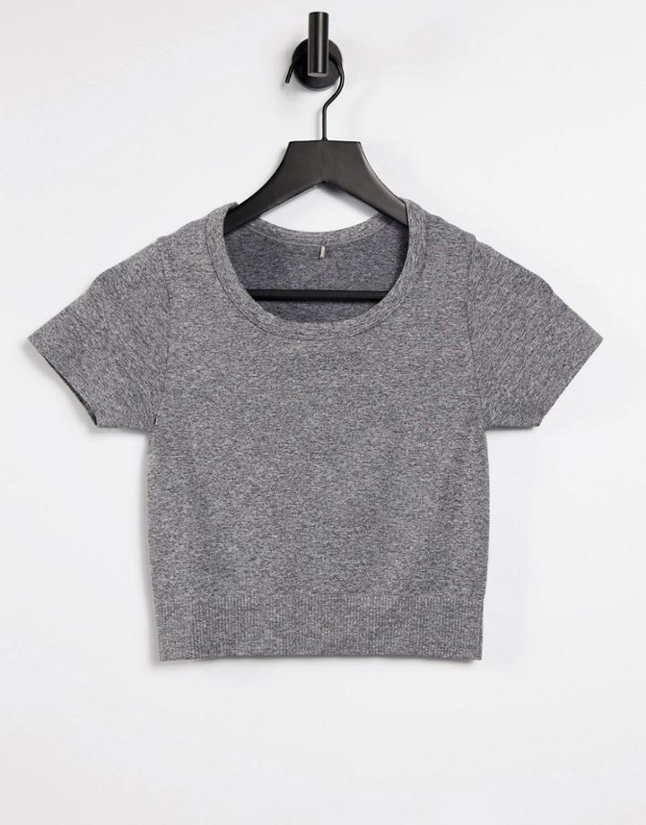 Asos 4505 Yoga Seamless Short Sleeve Top-grey