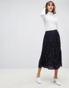 Selected Femme Pleated Printed Midi Skirt - Multi