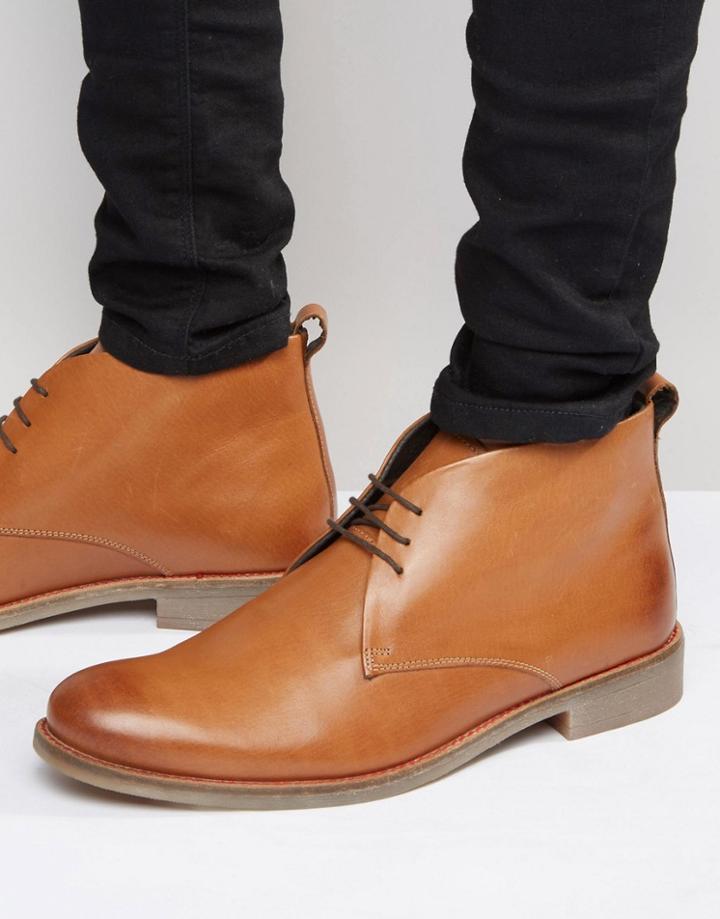 Lambretta Desert Boot In Tan Leather - Tan