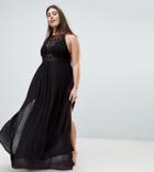 Asos Curve Premium Crochet Panel Maxi Beach Dress - Black