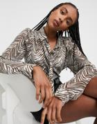 Vila Waist Tie Shirt In Print-multi