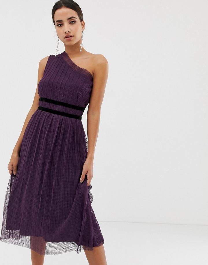 Dolly & Delicious Pleated Spot Mesh Midi Dress - Purple
