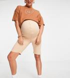 Missguided Maternity Legging Short In Sand-neutral