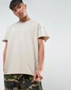 Mennace Regular Fit T-shirt With Embroidery In Stone - Stone