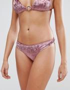 Lost Ink Velvet Bikini Bottom - Pink