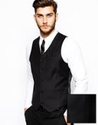 Asos Slim Fit Vest In 100% Wool - Black