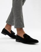 Asos Design Tassel Loafers In Black Faux Suede