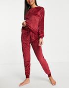 Chelsea Peers Poly Super Soft Fleece Lounge Sweat And Jogger Set In Wine - Burgundy-red