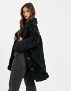 Jayley Reversible Faux Shearling Coat In Black
