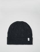 Selected Homme Beanie In Cable Knit - Navy