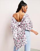 Asos Luxe Ultimate Bow Top In Floral Print-multi
