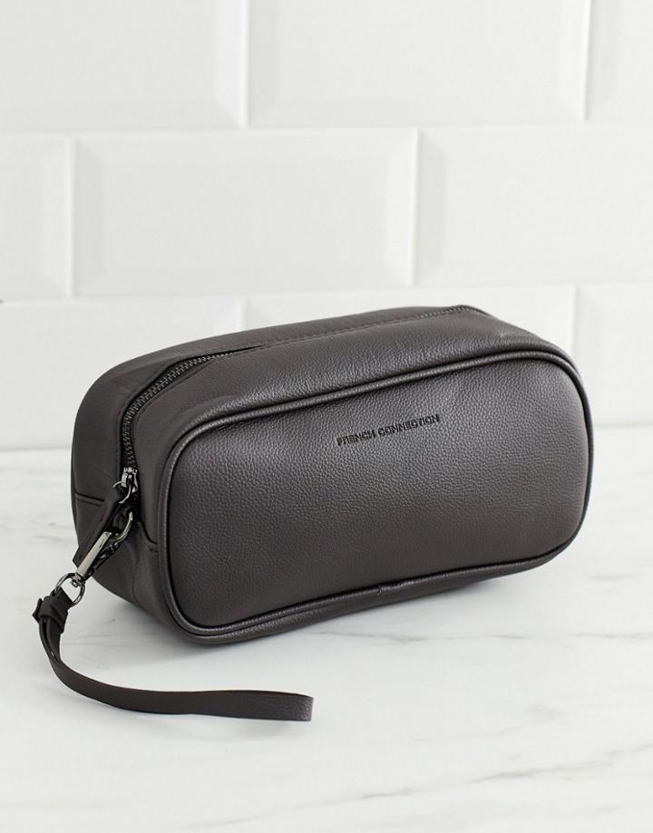 French Connection Faux Leather Toiletry Bag-brown