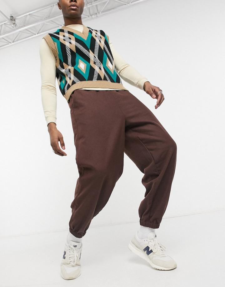 Asos Design Oversized Tapered Sweatpants In Tobacco-neutral