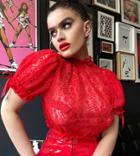 Labelrail X Sophia Hadjipanteli Lace Frill Split Front Top In Red
