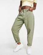 Missguided High Rise Carrot Jean In Khaki-green
