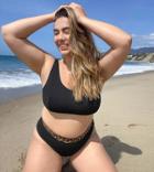 Wolf & Whistle Curve Rib High Leg Bikini Bottom In Black With Animal Elastic