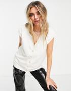 Topshop Button Front Tank Top In Ecru-neutral