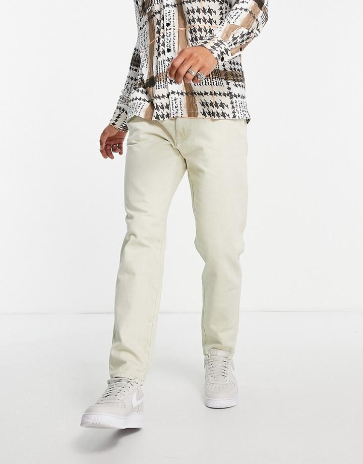 Pull & Bear Tapered Jeans In Beige-neutral