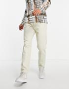 Pull & Bear Tapered Jeans In Beige-neutral
