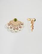 Her Curious Nature Fan Front And Back Stud Earrings - Gold