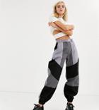 The Ragged Priest Combat Pants With Mixed Panels-gray