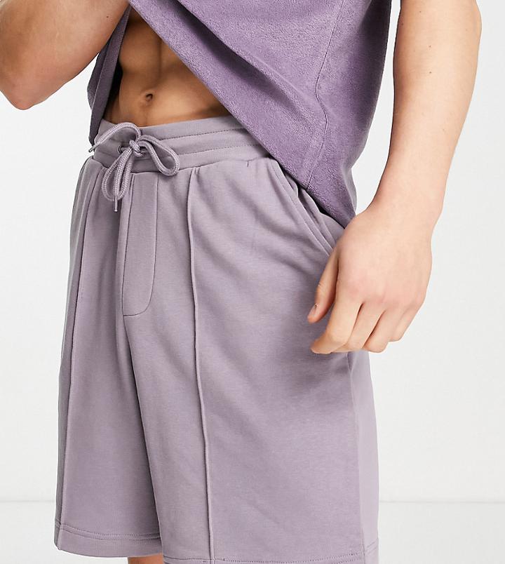 New Look Oversized Pintuck Jersey Short In Purple