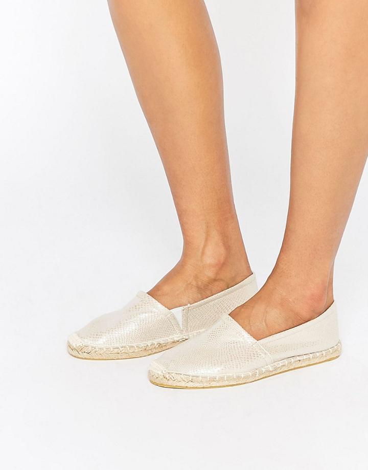 Pieces Haisha White Iridescent Espadrille Flat Shoes - Bright White