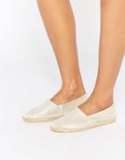 Pieces Haisha White Iridescent Espadrille Flat Shoes - Bright White