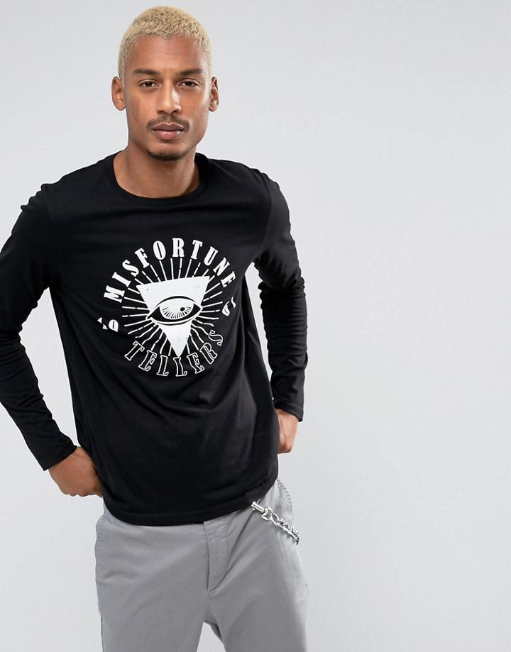 Asos Long Sleeve T-shirt With Mystic Print - Black