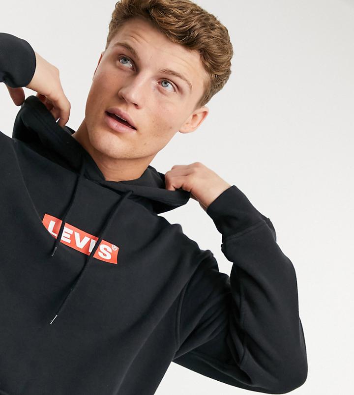 Levi's Exclusive To Asos Chest Boxtab Logo Hoodie Relaxed Fit In Black