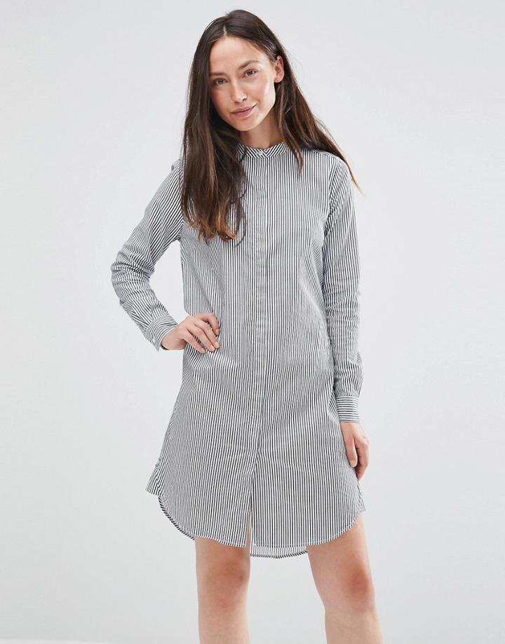 Selected Livi Long Sleeve Stripe Shirt Dress - Peacoat Striped