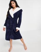 Chelsea Peers Fluffy Dressing Gown In Blue-blues
