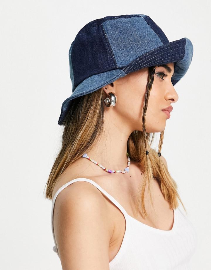 Skinnydip Bucket Hat In Denim Patchwork-blue