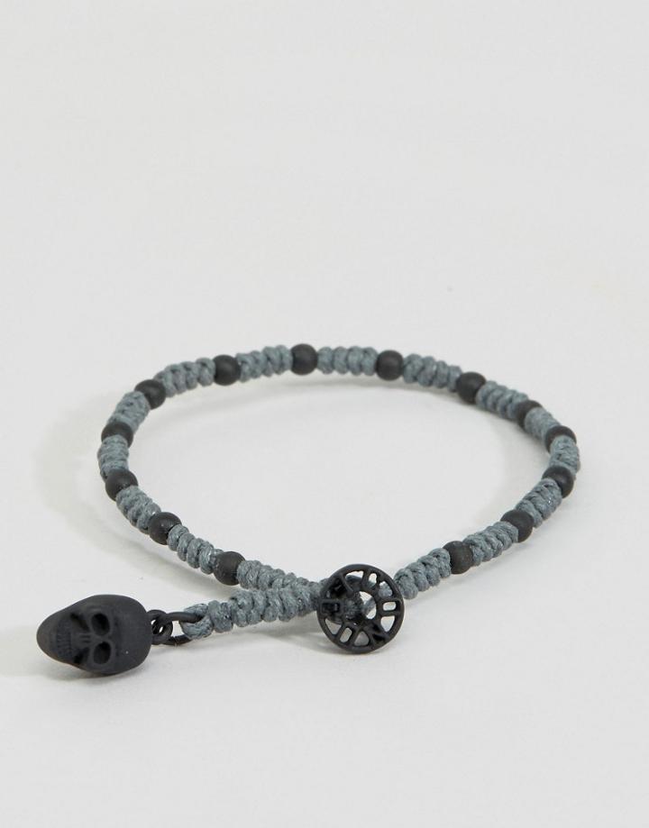 Icon Brand Skull Beaded Bracelet In Gray - Gray