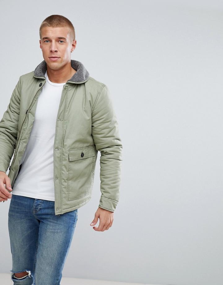 Another Influence Flight Jacket With Fleece Collar - Green