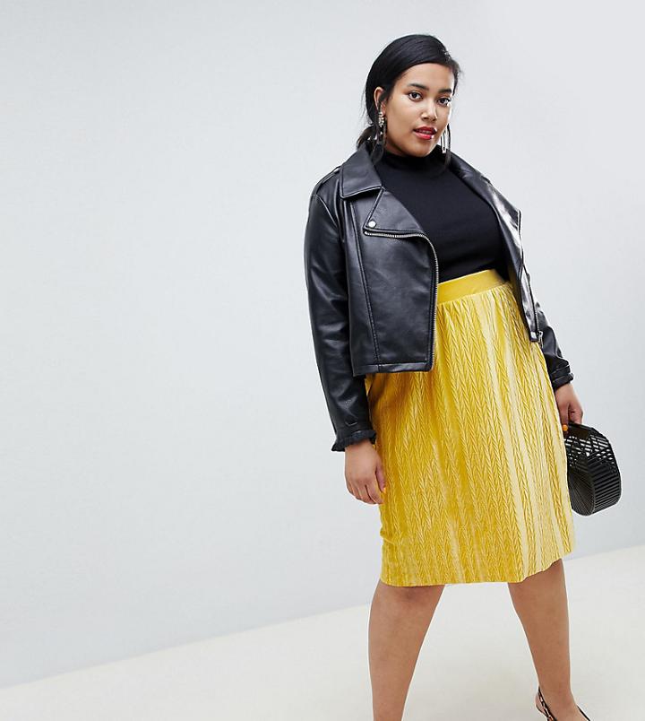 Junarose Velvet Flippy Skirt - Yellow