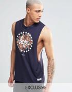 Hype Dropped Armhole Tank With Floral Print - Black