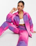Monki Nylon Jacket In Pink Ombre Print - Part Of A Set - Pink