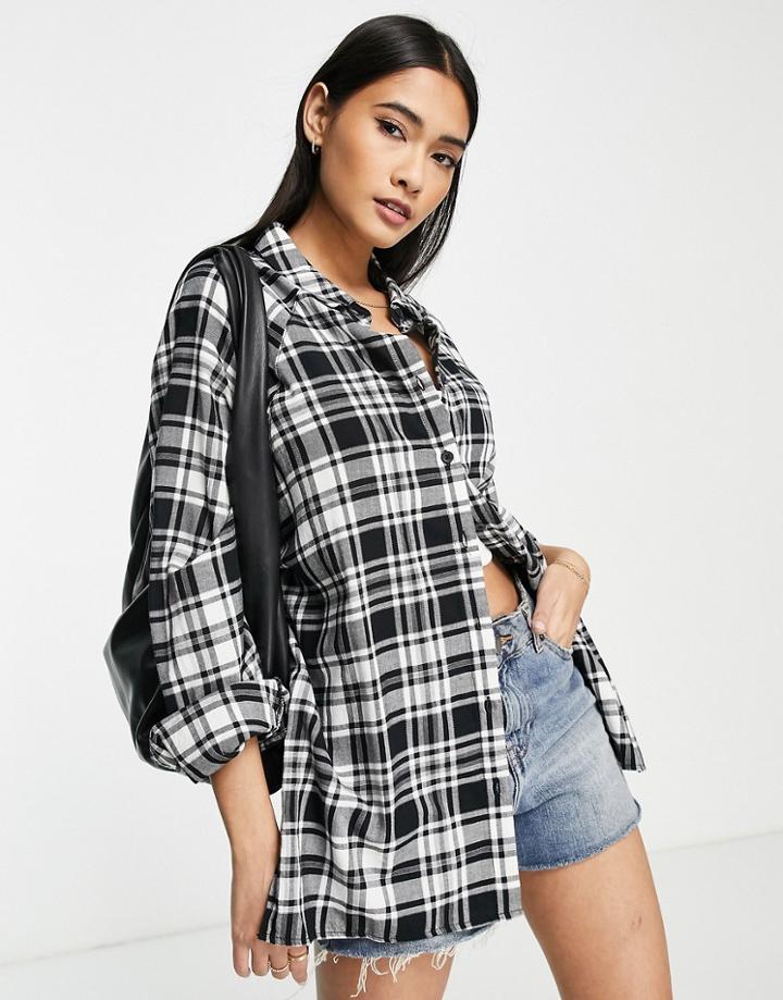 Asos Design Boyfriend Shirt In Mono Check-multi