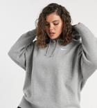 Nike Plus Mini Swoosh Oversized Hoodie In Gray-grey