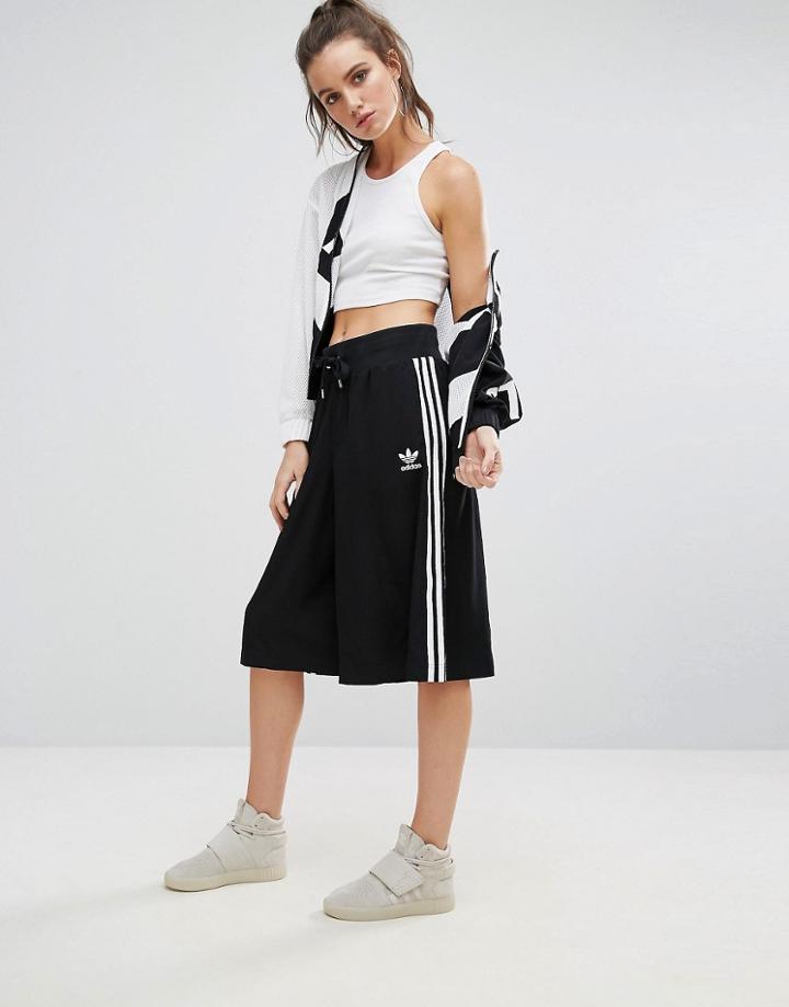 Adidas Originals Black Three Stripe Culottes - Black