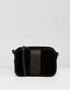 Asos Leather And Suede Paneled Cross Body Bag - Black