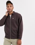 Asos Design Oversized Jersey Harrington Jacket In Brown With Triangle