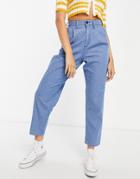 Lee Pleat Detail High Rise Balloon Leg Jeans In Light Blue - Part Of A Set-blues
