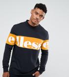 Ellesse High Neck Sweatshirt With Large Panel Logo In Black - Black