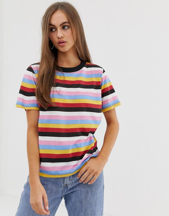 Daisy Street Relaxed T-shirt In Retro Stripe - Multi